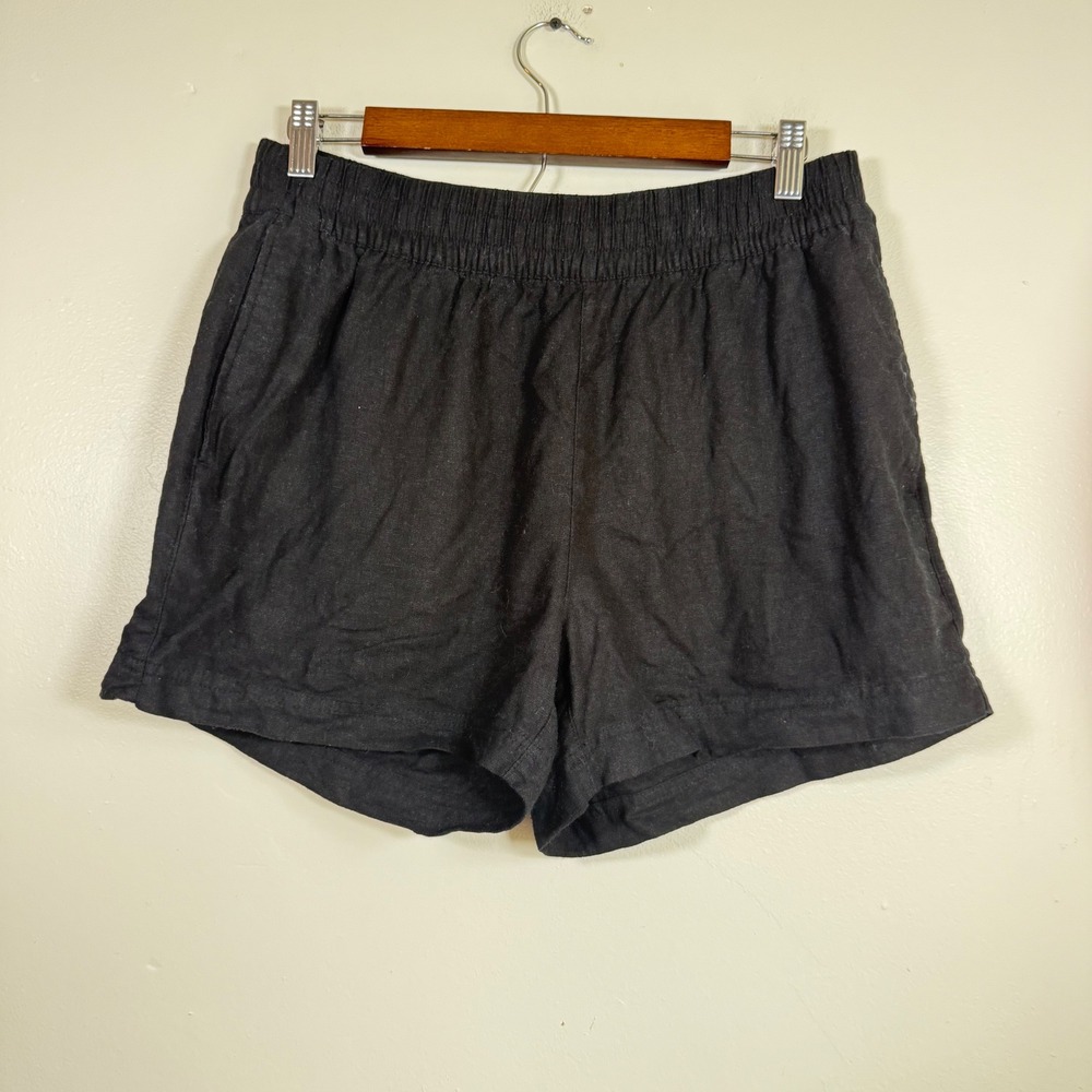 Old Navy Comfort Waistband Linen Blend Pull On Shorts Size Medium Black